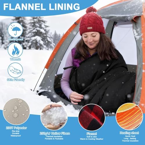 Heated Sleeping Bags for Adults Camping Cold Weather, 95–149°F for 4-Season