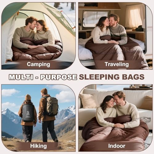 0 Degree Cotton Flannel Double Sleeping Bag for Adults