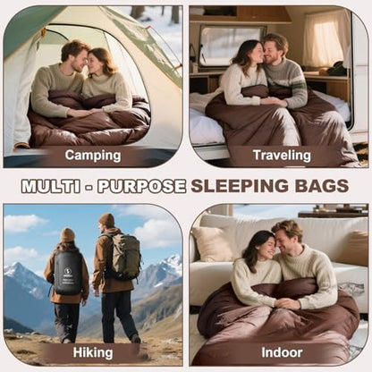 0 Degree Cotton Flannel Double Sleeping Bag for Adults