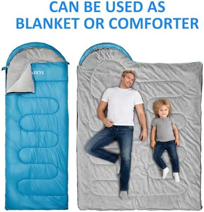 oaskys Camping Sleeping Bag - 3 Season Warm & Cool Weather - Summer Spring Fall Lightweight Waterproof for Adults Kids - Camping Essentials Gear Accessories Hiking Sleep Must Haves
