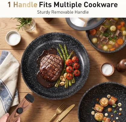 DishDelight Removable Handle Pots and Pans, 10 Piece Cookware Set Non Stick