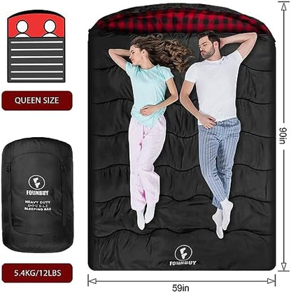 0 Degree Cotton Flannel Double Sleeping Bag for Adults