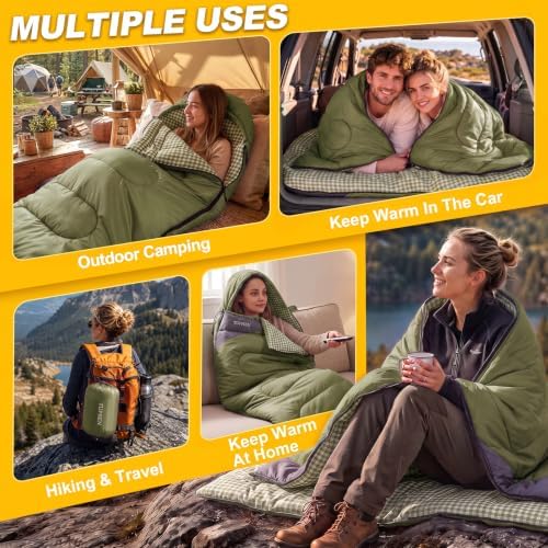tuphen- Sleeping Bags for Adults Kids Boys Girls Backpacking Hiking Camping Microfiber Liner, Cold Warm Weather 4 Seasons Indoor Outdoor Use, Lightweight & Waterproof