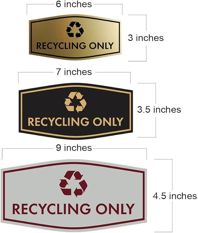 Fancy Recycling Only Sign (Black) - Large