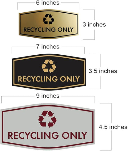 Fancy Recycling Only Sign (Black Gold) - Large