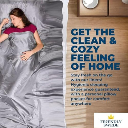 The Friendly Swede Sleeping Bag Liner, Adult Sleep Sack for Hotels, 3 Sizes