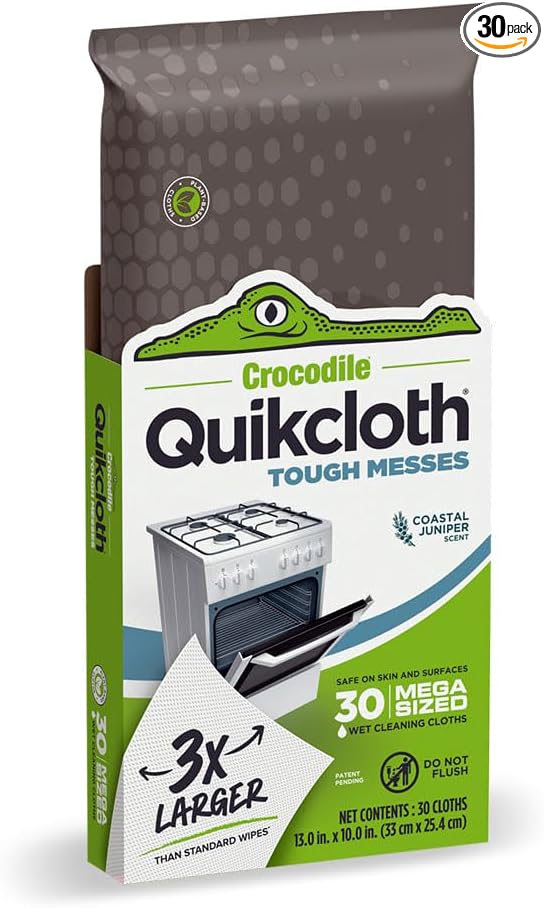 Quikcloth® Tough Messes – Plant-Based, Gentle, Plastic-Free Cleaning Wipes for Home & Kitchen - Safe on Hands and Surfaces