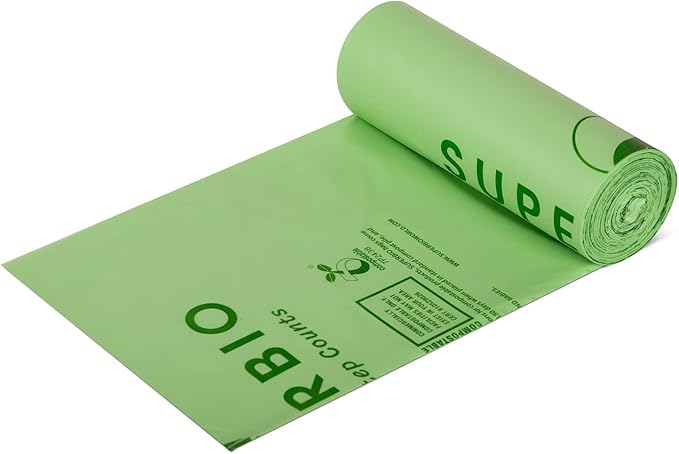 SUPERBIO 33 Gallon Compostable Yard Waste Bags, Lawn & Leaf Bags, 40 Count, ASTM D6400, BPI and OK compost INDUSTRIAL
