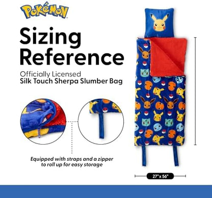 Silk Touch Sherpa Slumber Bag for Boys and Girls, Sleeping Bag with Zipper, Sleepover Set, 27 x 56 inches