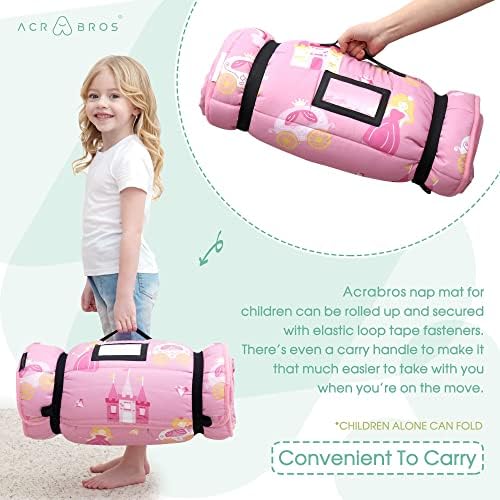 ACRABROS Toddler Nap Mat with Pillow and Blanket, Large Rolled Napping Mats,Slumber Bags for Boys Girls,Kids Sleeping Bag for Daycare, Preschool Travel
