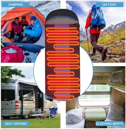 Heated Sleeping Bags for Adults Camping Cold Weather, 95–149°F for 4-Season