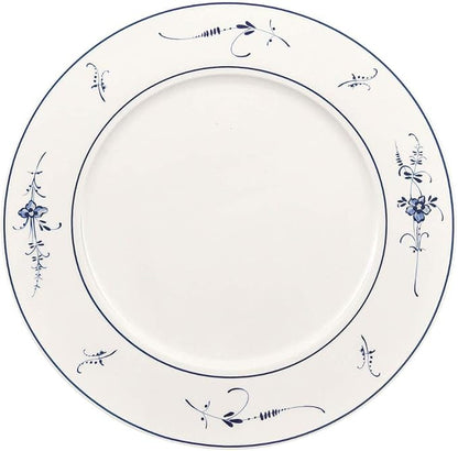 Villeroy & Boch Old Lu x Embourg Service Plate, 30 cm, Premium Porcelain, White/Blue