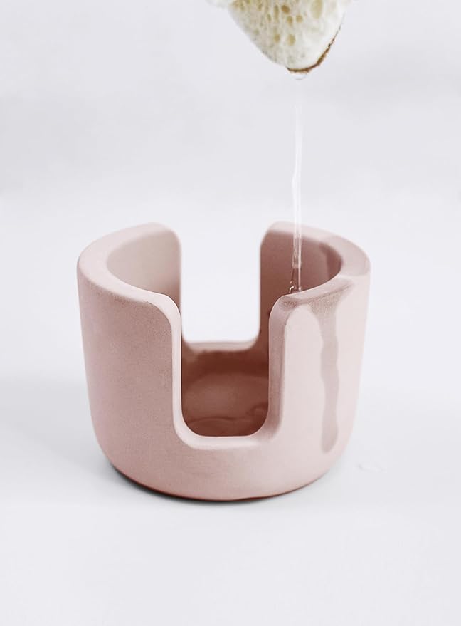 Diatomite Sponge Holder for Countertop Organizer, Quick Dry Stone Sponge Caddy, Diatomaceous Earth Sponge Holder, Absorbent Face Sponge Stand, Brown