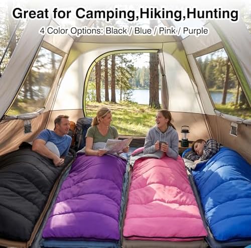 XXL Sleeping Bag for Adults Lightweight 41-59℉, 3-4 Season Waterproof Camping Sleeping Bag with Compression Sack for Backpacking Hiking