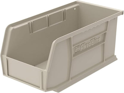 Akro-Mils 30230 AkroBins Plastic Storage Bins, Space-Saving Stackable Bins for Garage, Pantry, Craft Organization, 11-Inch x 5-Inch x 5-Inch, Stone, 12-Pack