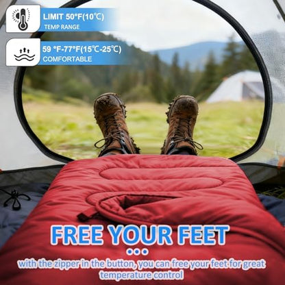 oaskys Camping Sleeping Bag - 3 Season Warm & Cool Weather - Summer Spring Fall Lightweight Waterproof for Adults Kids - Camping Essentials Gear Accessories Hiking Sleep Must Haves
