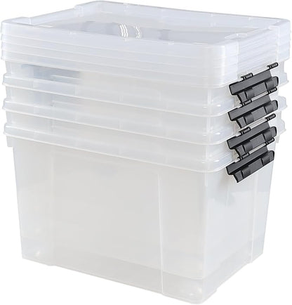 Pekky 34 Quart Clear Storage Bins with Lid, 4 Pack Latching Box Totes