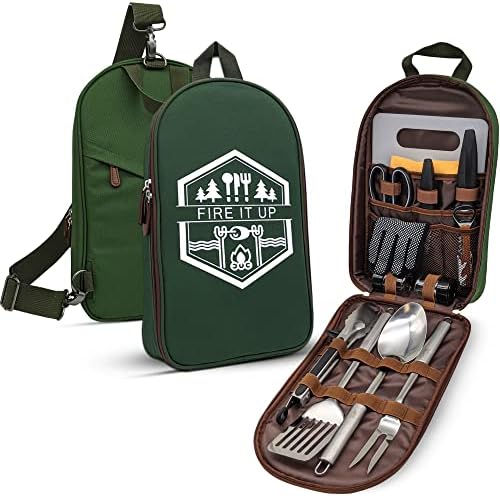 BOMKI Grilling & Camping Cooking Utensils Set - BBQ & Camping Kitchen Set with Case