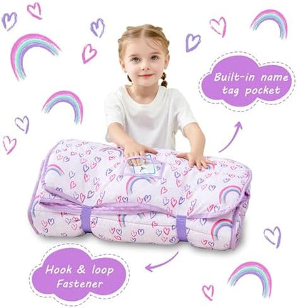 Lasoftan Toddler Nap Mat with Pillow and Blanket, Extra Large Rolled Napping Mats,Slumber Bags for Boys Girls,Kids Sleeping Bag for Daycare, Preschool Travel Camping