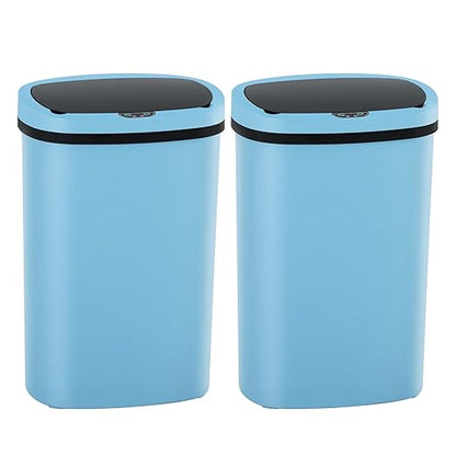 Automatic Motion Sensor Bathroom Trash Can with Lid, 13 Gallon Touchless Trash Bin, Smart Dog Proof Garbage Can, Touch Free Waste Basket for Toilet, Office, Bedroom,Blue,2