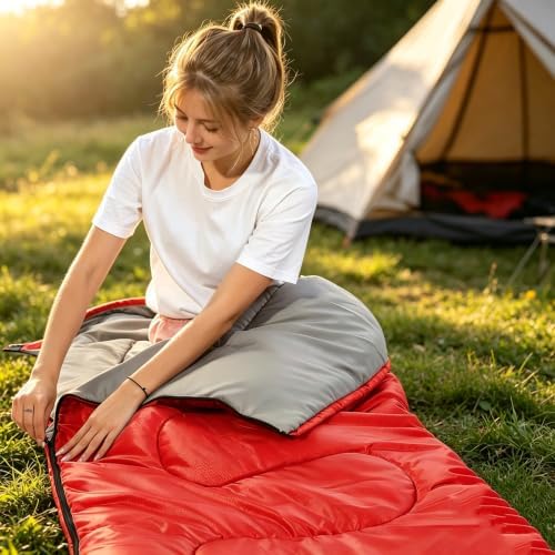 SWTMERRY Sleeping Bag 3 Seasons (Summer, Spring, Fall) Warm & Cool Weather - Lightweight,Waterproof Indoor & Outdoor Use for Kids, Teens & Adults for Hiking and Camping