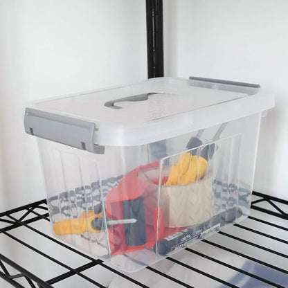 6-Pack Plastic Storage Box, 6 L Clear Storage Bins with Lid
