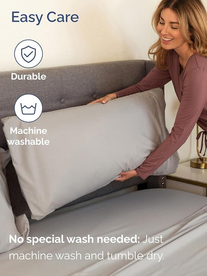 Extra Deep Pocket Cal King Sheets - 4 Piece Breathable & Cooling Bed Sheets - Hotel Luxury Sheet Set - Soft, Wrinkle Free & Comfy - Easily Fits Extra Deep Mattresses - Deep Pocket Light Grey Sheets