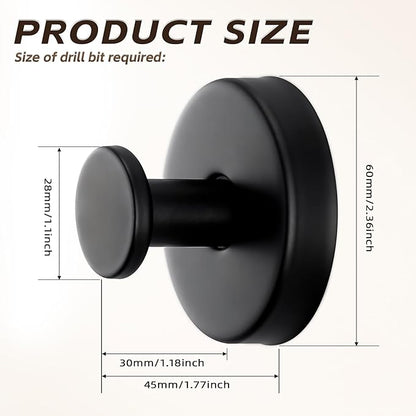 Reusable Heavy Duty Suction Cup Hooks for Kitchen/Bathroom/Shower - Wet-Proof Hooks for Towels, Robes, Loofah&Wreaths/No Drill Mounting on Glass, Tile, Metal (4, Matte Black)