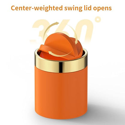 Mini Trash Can with Lid, Desktop Small Trash Can Recycling Bin Cute Metal Garbage Can for Tabletop Countertop Use,Stainless Steel 0.4Gal/1.5L Waste Bin for Office Parlor Car Bedroom,Swing Lid Open