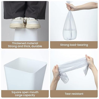 Eccliy 6 Pack Plastic Trash Can with 3 Rolls of Trash Bags Small Wastebasket Garbage Bin Container for Bathroom, Bedroom, Home Office, Living Room, Kitchen (Gray,White)