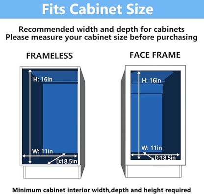 2 Tier Individual Pull Out Cabinet Organizer 10½" W x 18" D, Heavy Duty Cabinet Pull Out Shelves, Slide Out Drawers Organization for Kitchen Cabinets Bathroom