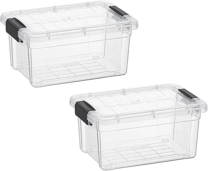 Superio Storage Bins with Lids- 2 Pack, 1.85 Qt Clear Boxes for Organizing, Stackable Plastic Containers- BPA Free, Non-Toxic, Odor Free, Organizer for Home, Office, Dorm