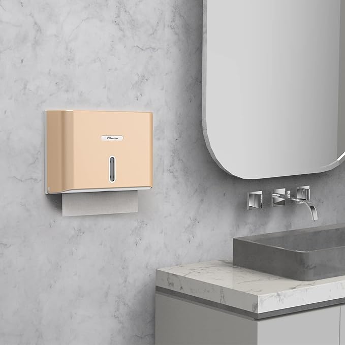 Paper Towel Dispenser Wall Mount, Adhesive No Drilling Multifold Trifold C Fold Commercial Hand Towel Dispenser,Gold