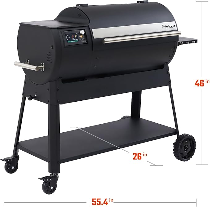Brisk It Origin-940 Electric Wood Pellet Smoker Grill – A.I. Smart BBQ Grill with WiFi, 7-in-1 Outdoor Grill & Smoker, PID Controller (Up to 500°F), 940 sq.in Cooking Area, Meat Probe
