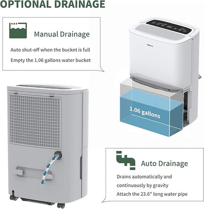 150 Pint Energy Star Dehumidifier with Pump and WIFI for Large Room/Basement (7,000 Sq.Ft) - Auto Drain Hose, Continuous Drainage, Auto Defrost - Quiet for Bedroom, Bathroom, Home & Commercial Use