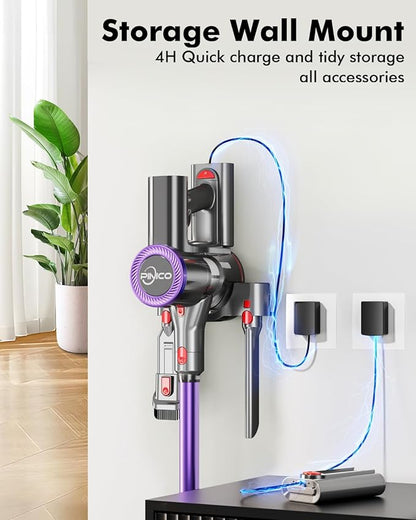 Cordless Vacuum Cleaner, 25kPA Vacuum Cleaners for Home, Stick Vac with Anti-Tangle Brush, 40 Mins Runtime, Lightweight, Versatile for Carpet, Hard Floor, Pet Hair (Purple)