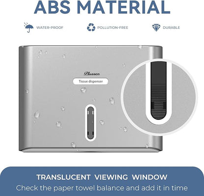 Paper Towel Dispenser Wall Mount, Adhesive No Drilling Multifold Trifold C Fold Commercial Hand Towel Dispenser,Silver