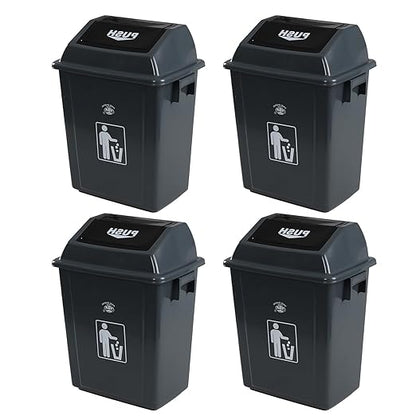 4-Pack 8 Gallon Kitchen Trash Can with Swing Lid, Plastic Kitchen Garbage Can, Gray