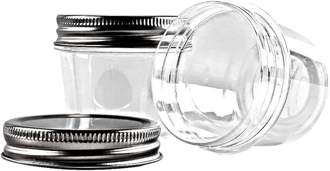 novelinks 4 oz Clear Plastic Jars with Screw-On Lids – Reusable Round Containers for Slime, Food, Spices, Crafts & Kitchen Organization – BPA-Free Storage Jars, 20 Pack