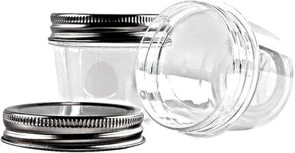novelinks 4 oz Clear Plastic Jars with Screw-On Lids – Reusable Round Containers for Slime, Food, Spices, Crafts & Kitchen Organization – BPA-Free Storage Jars, 20 Pack