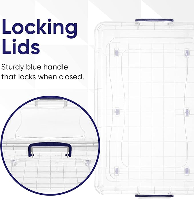 Superio Storage Bins with Lids, Clear Plastic Containers for Organizing, Stackable Totes, BPA Free, Odor Free, Organizer Boxes for Home, and Dorm (2 Pack, 42 Quart)