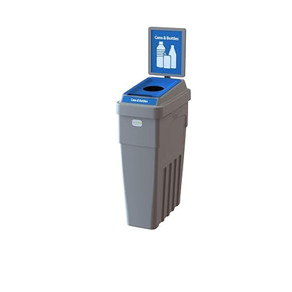LeanStream Bin - 23 Gallons | 1 Stream | Cans & Bottles Attached Backboard | Grey Color