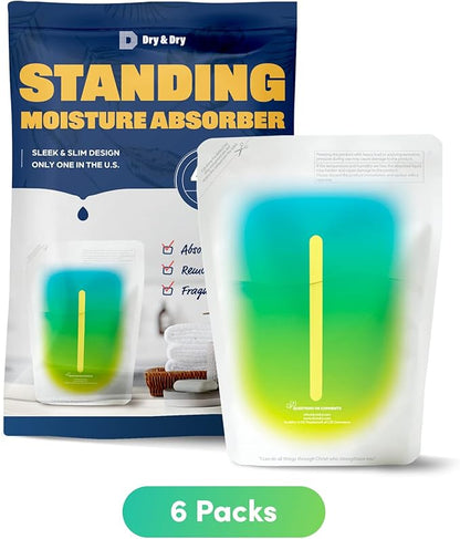 Dry & Dry 6 Pack Standing Moisture Absorbers to Control Excess Moisture in Basements, Closets, Bathrooms & Laundry Rooms