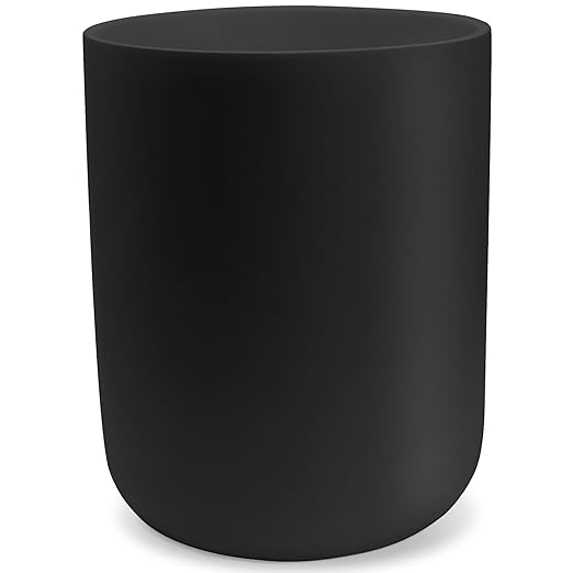 Matte Black Round Compact Trash Can Mini, 2 Gallons / 7.5L Garbage Bin, Tiny Wastebasket for Bathrooms, Office, Under Desk, Bedroom, Laundry Room, Kitchen, Kids Room, and Dorm