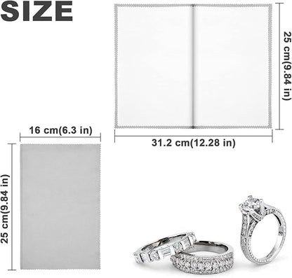 SEVENWELL Silver Polishing Cloth, Jewelry Cleaner Cloth for Sterling Silver Jewelry, Gold, Platinum, Silverware, Diamonds, Gemstones, Coins (4pcs Light Gray)