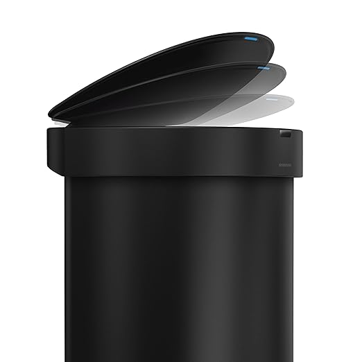 simplehuman 45L semi-Round Sensor can, Matte Black Steel