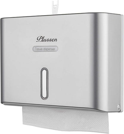 Paper Towel Dispenser Wall Mount, Adhesive No Drilling Multifold Trifold C Fold Commercial Hand Towel Dispenser,Silver