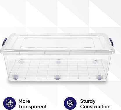 Superio Storage Bins with Lids, Clear Plastic Containers for Organizing, Stackable Totes, BPA Free, Odor Free, Organizer Boxes for Home, and Dorm (2 Pack, 42 Quart)