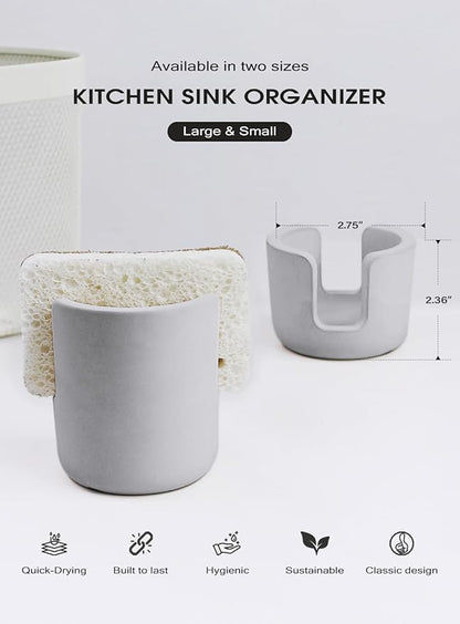 Diatomite Sponge Holder, Quick Dry Stone Sponge Stand for Kitchen Countertop Organizer, Diatomaceous Earth Sponge Stand, Absorbent Sponge Holder, Gray