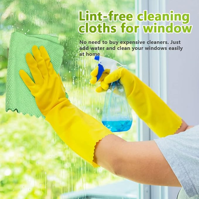 HOMEXCEL Microfiber Glass Cleaning Cloths-6PK, 16"x14" Lint Free Window Cleaning Cloth, Glasses, Mirrors, Screens, Stainless Steel, Premium Microfiber Wipes for Cleaning, Glass and Window Cleaner